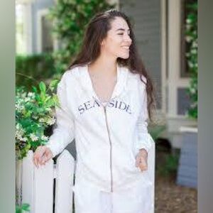 White Seaside Women's Hoodie Sweatshirt